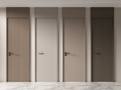 Modern Home Interior Hinged Doors with Different Wooden Tones and Matte Finishes 3d model