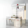 White Brown Display Cabinet Shelving With Glass Counter Yami Logo Green Fruit And Shelves