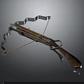 Modern Crossbow Weapon With Metal Frame Wooden Handle And Wavy Edges Design
