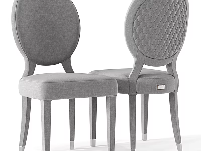 Gray Upholstered Leisure Chairs With Round Quilted Backrest And Slender Legs 3d model