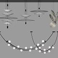 Modern Pendant Lights With Layered Circular And Curved Spherical Design Elements 3d model