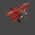 Red Biplane Model With White Clover Design And Lucky Text On Body