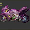 Futuristic Motorcycle with Unique Streamlined Armored Body White Black Color and Orange Rimmed Black Wheels