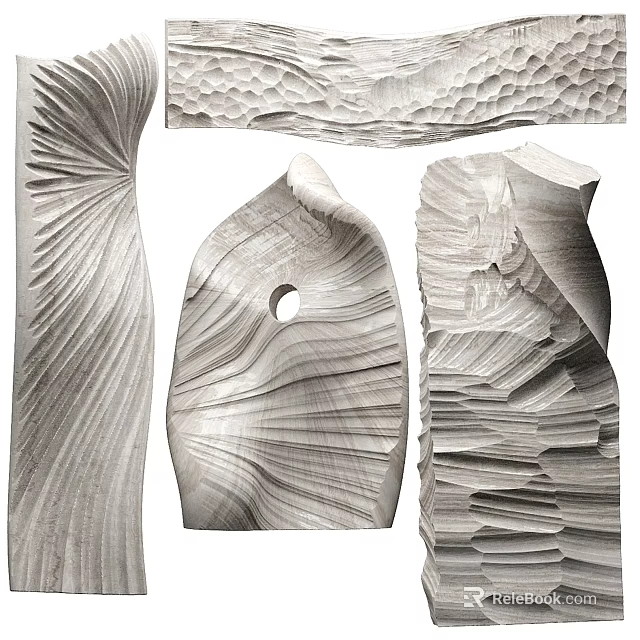 Textured Architectural Components With Unique Shapes 3d model 