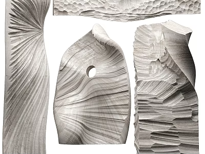 Textured Architectural Components With Unique Shapes 3d model