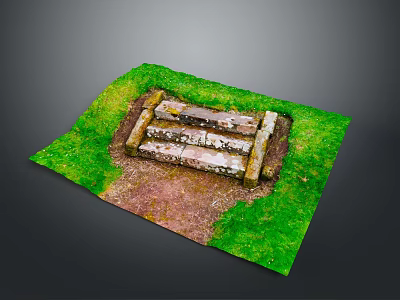 Natural Landscape With Green Grass Stone Slabs And Dirt Path 3d model
