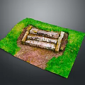 Natural Landscape With Green Grass Stone Slabs And Dirt Path