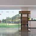 Community Service Station Interior With Reception Desk Bookshelf Wooden Wall And Public Service Signage