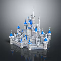 Cartoon Castle Scene With Blue Spires White Towers And Fairy Tale Design