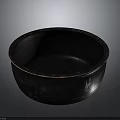Black Ceramic Bowl With Smooth Surface And Decorative Rim In Minimalist Style