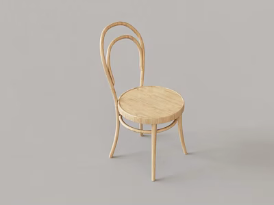 Minimalist Wooden Leisure Chair With Curved Backrest And Round Seat Design 3d model