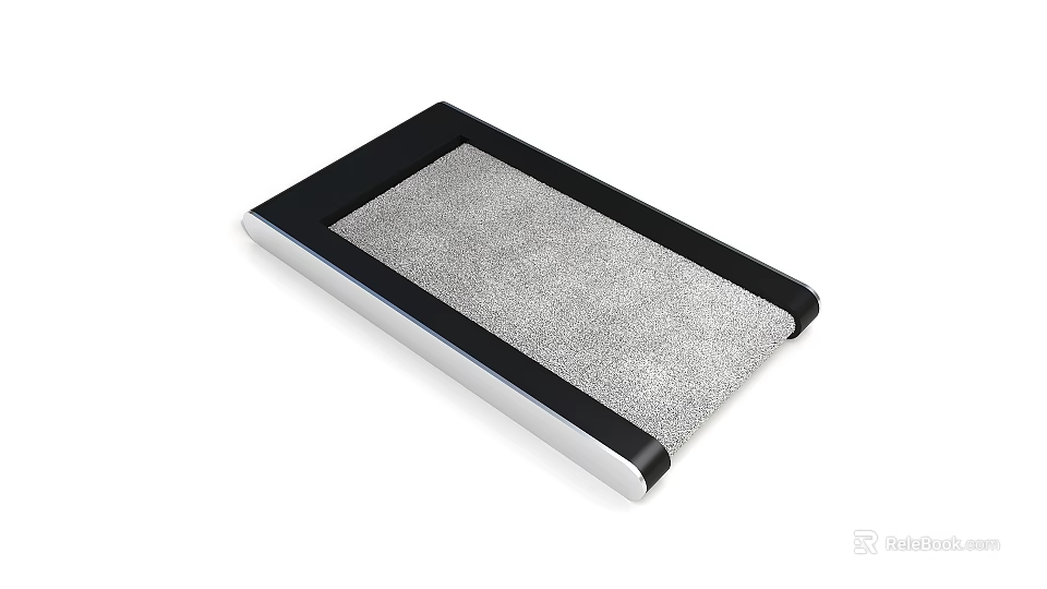 Sleek Rectangular Device With Black Frame And Silver Textured Metallic Surface 3d model