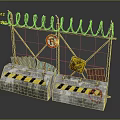 Security Fence With Barbed Wire Concrete Blocks Yellow Black Warning Stripes No Parking Warning Signs