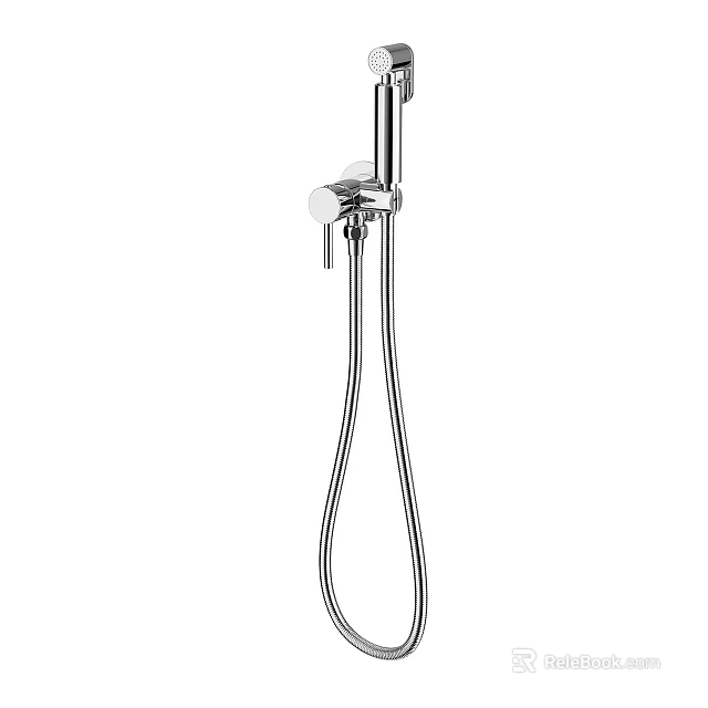 Modern Chrome Shower Head with Handheld Sprayer Flexible Hose and Wall Mounted Bracket Design 3d model 