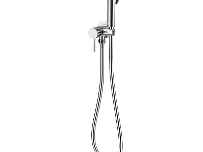 Modern Chrome Shower Head with Handheld Sprayer Flexible Hose and Wall Mounted Bracket Design 3d model