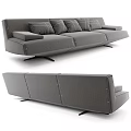 Modern Gray Sectional Sofa With Plush Cushions And Upholstered Design 3d model