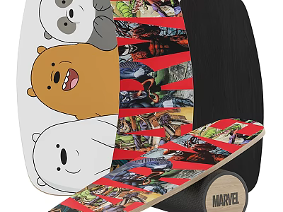 Marvel Themed Skateboard With Cartoon Bear Characters Colorful Sports Equipment Design 3d model