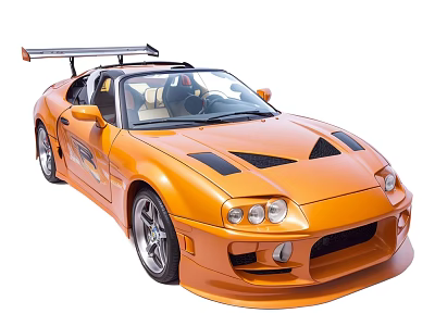 Orange Sports Car With Rear Spoiler And Modified Exterior Design Features 3d model