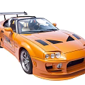 Orange Sports Car With Rear Spoiler And Modified Exterior Design Features