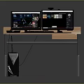 Modern Computer Desk Setup With Dual Monitors Keyboard Mouse And PC Tower