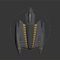 Modern Gray Fighter Jet with Gold Stripes and Sleek Aerodynamic Design Showcasing Futuristic Military Aircraft