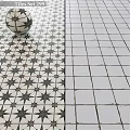 Black And White Star Pattern Tile Floor With Plain White Tile Design