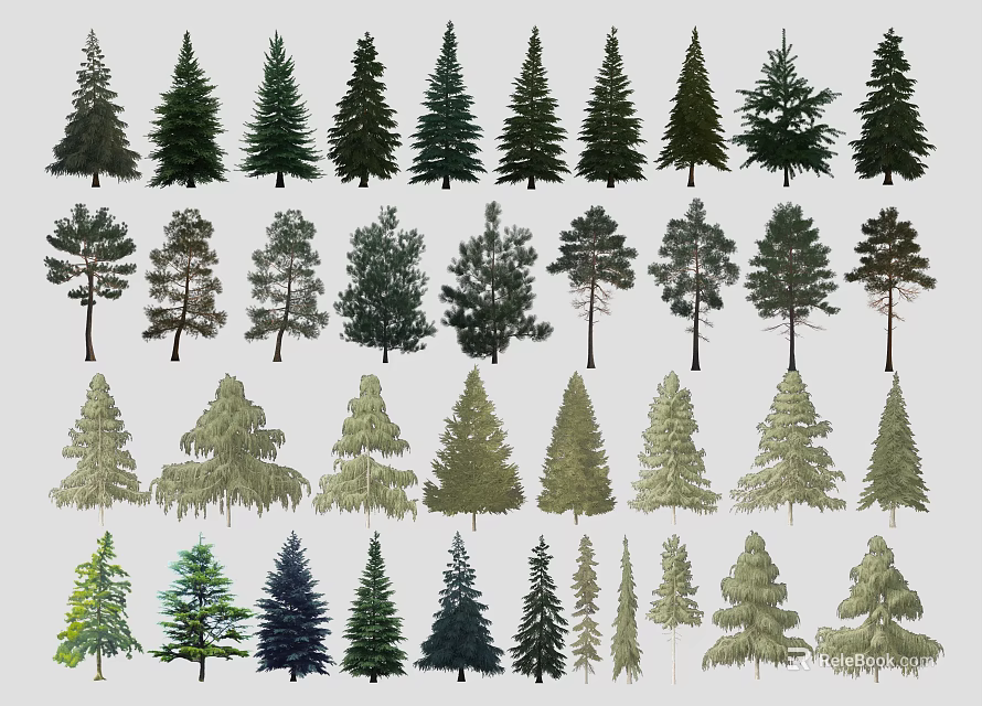 Diverse Collection Of Arbor Trees With Various Shapes And Foliage Types 3d model 