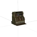 Antique Vintage Cash Register With Brass Dials And Retro Mechanical Design