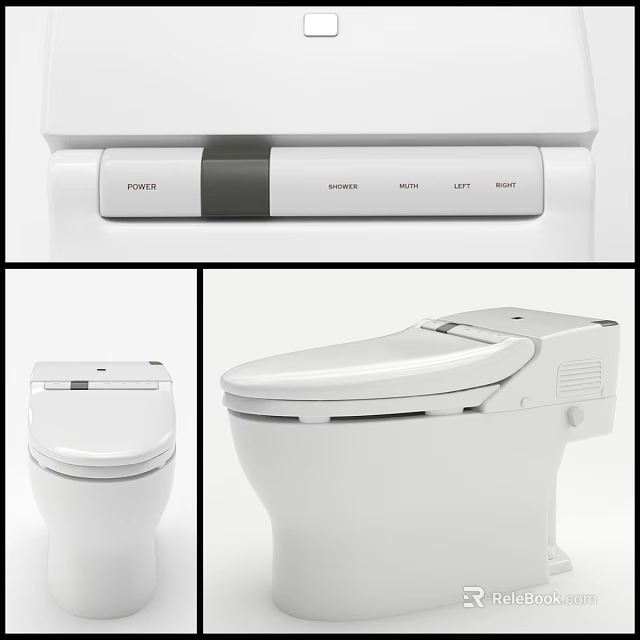 Modern Smart Toilet Design With Control Panel And Multiple Angle Views 3d model 