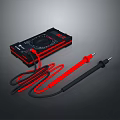 Digital Multimeter With Black Case And Red Probes For Electrical Testing 3d model