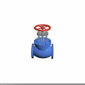 Blue Industrial Valve With Red Handwheel And Flange Connection Structure