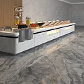 Modern Dining Table Buffet Table Take Dining Table Beverage Dishes 3d model