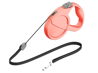 Retractable Pet Leash With Pink Round Reel Black Strap And Metal Buckle 3d model