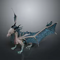 Fantasy Dragon Game Movie Character Featuring Blue Scales White Body And Large Wings