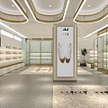Modern Shoe Store Interior With White Footwear Display Glass Shelves And Lighting