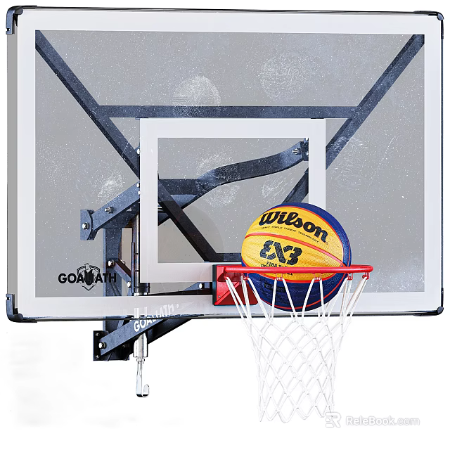 Children's Play Area With Basketball Hoop And Wilson 33 Basketball In Net For Kids 3d model 