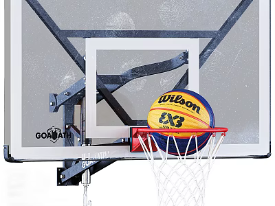 Children's Play Area With Basketball Hoop And Wilson 33 Basketball In Net For Kids 3d model