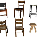 Various Wooden Single Chairs With Different Backrests And Seat Styles For Home