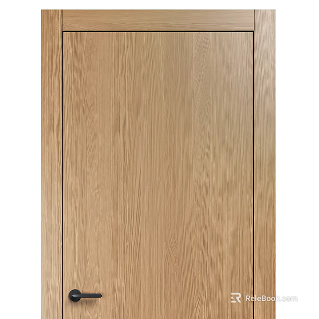 Contemporary Wooden Hinged Door With Light Wood Tone And Smooth Natural Texture For Interior Spaces 3d model 
