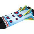 Colorful Inflatable Rocket Toy With Blue Body Red Dots And Yellow Wings