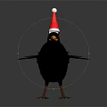 Black Bird As Flying Animal Wearing Red Santa Hat In Festive Look