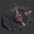 Tactical Weapon Featuring Black Body Ring Pull Blue Pink Patterns Red Component And Green Light 3d model
