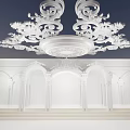 White Ornate Stage Structure With Arched Doors And Decorative Ceiling 3d model