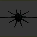 3D Rendered Black Squid with Bioluminescent Spots and Long Tentacles on Gray Gradient Background