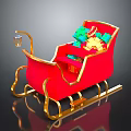 Festive Red Santa Sleigh Adorned With Colorful Gifts And Golden Lantern