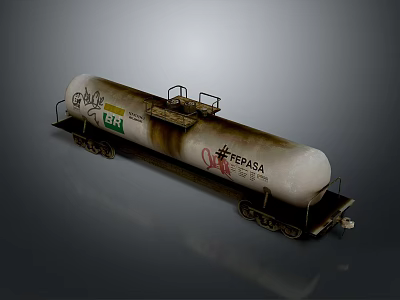 White Functional Tanker Vehicle With Ladder Wheels And Logos For Liquid Transport 3d model