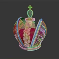 Luxury Jewelry Crown With Red Silver Decoration Cross Top And Intricate Gems Patterns