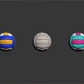 Colorful Volleyballs With Blue Yellow White Gray Pink And Green Patterns For Sports