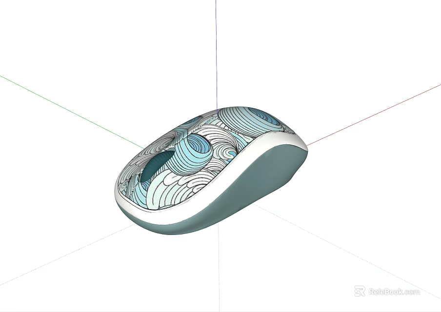 Modern Computer Mouse With 3D Design Patterned Surface In Light Blue And White Ergonomic Shape 3d model 