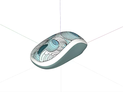 Modern Computer Mouse With 3D Design Patterned Surface In Light Blue And White Ergonomic Shape 3d model
